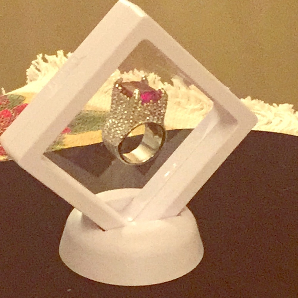 Sterling Silver 925 Ruby Emerald Cut Fashion Ring